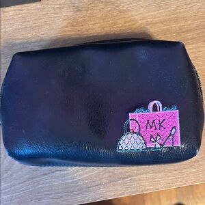 Black MK Cosmetic Bag with Pink Embroidery
